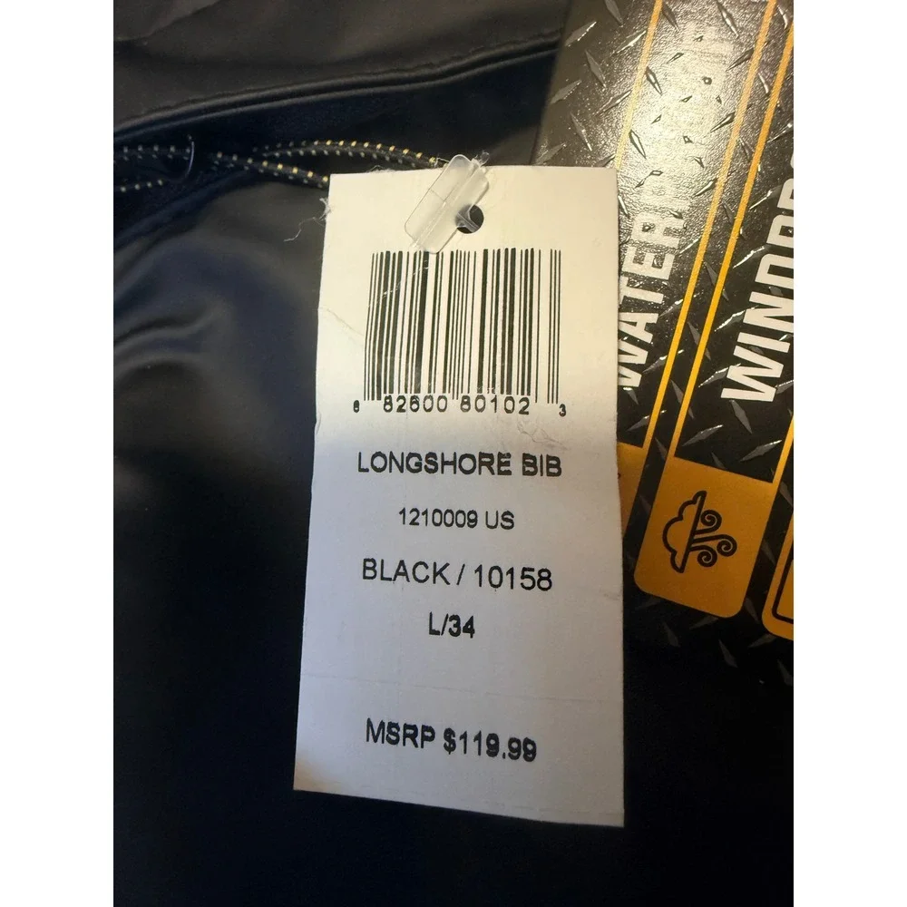 CATERPILLAR Longshore Bib - Men's Black Waterproof Windproof Overalls - L/34 NWT